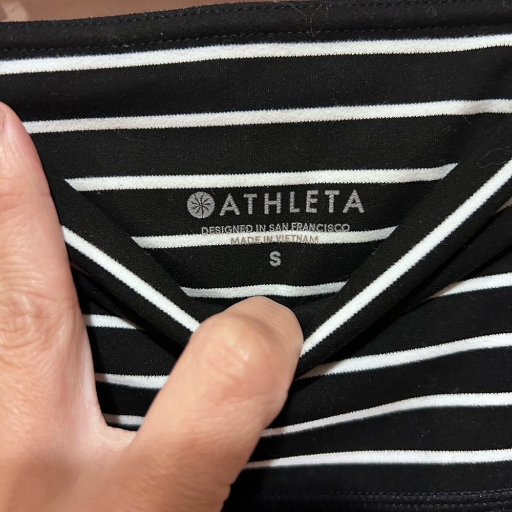 Athleta Black and White Striped Leggings